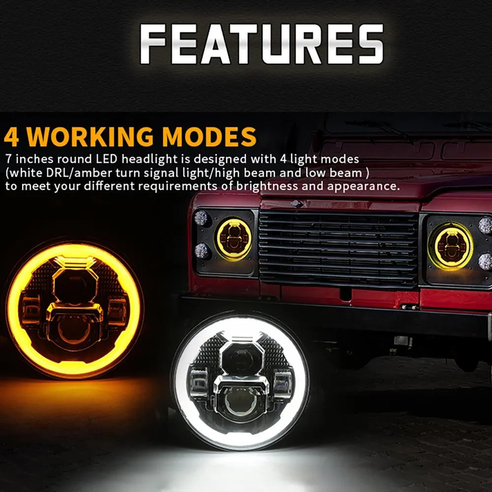 7 Inch LED Headlights with DRL&Turn Signal High Low Beam For Jeep Wrangler JK TJ LJ CJ