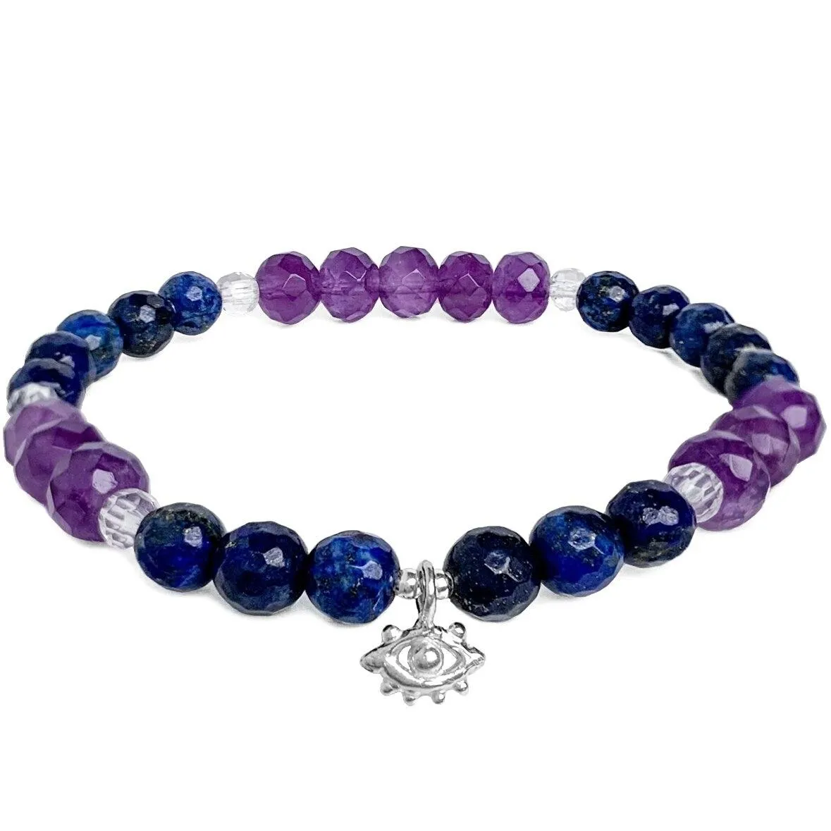 Eye of Protection Bracelet | Lapis Lazuli, Amethyst, Clear Quartz