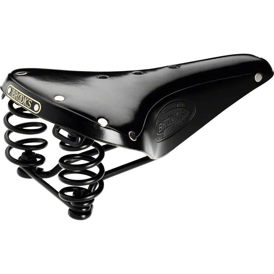 Flyer Men's Leather Saddle with black steel rails and springs